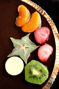 High angle view of oranges on table