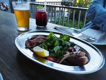 Close-up of drink served on table