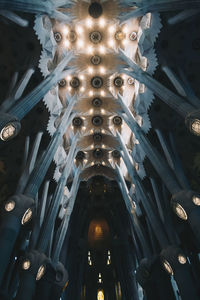 Low angle view of illuminated ceiling of building