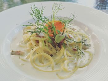 Close-up of meal served in plate