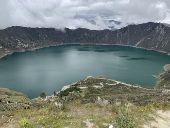 Scenic view of lake in a volcanic crater 