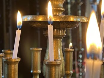 Close-up of illuminated candles