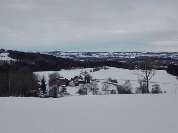 Scenic view of snowcapped landscape against sky