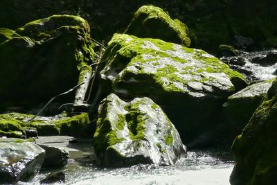 Water flowing through rocks