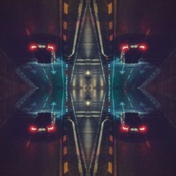 Digital composite image of illuminated lights at night