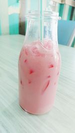 Close-up of ice cream on table