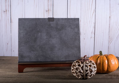 Close-up of pumpkin on table