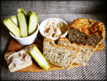 Close-up of food on table