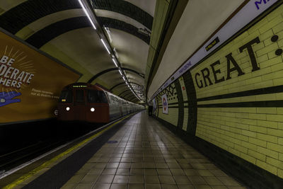 Illuminated subway station