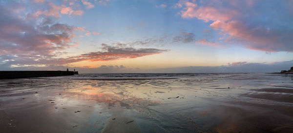 Scenic view of sea during sunset