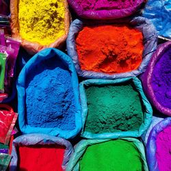 High angle view of multi colored for sale at market stall