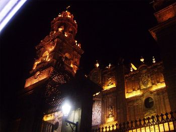 Low angle view of building at night