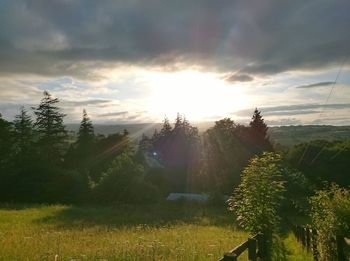 Scenic view of field against sky at sunset