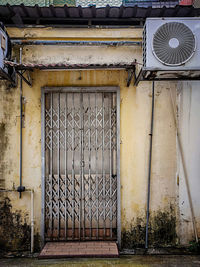 Closed door of old building