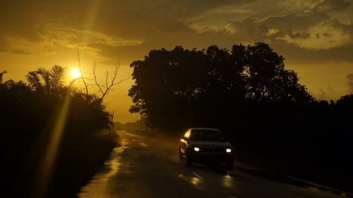 View of road at sunset