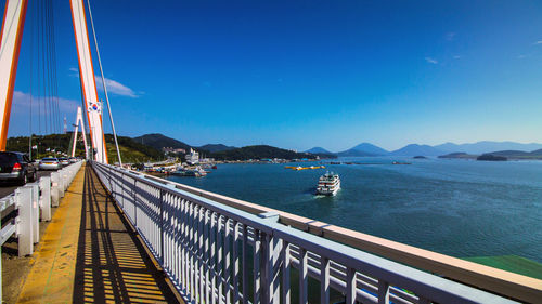 Scenic view of sea against blue sky