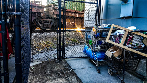 Shopping cart in city