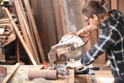 Man working on wood