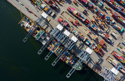 High angle view of commercial dock