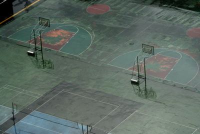 High angle view of basket ball court