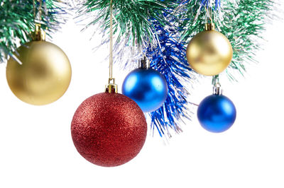 Close-up of christmas decoration hanging on tree