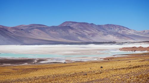 Scenic view of mountains against clear sky