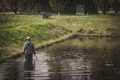 Man working in water