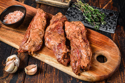 High angle view of food on table