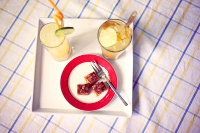 Directly above shot of food in plate