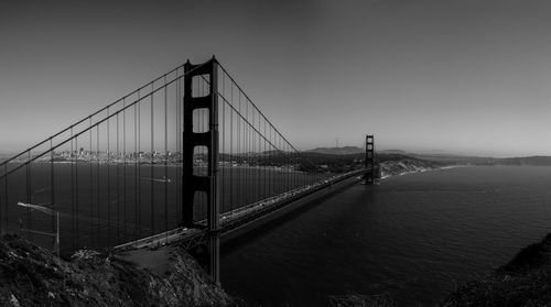 Suspension bridge over river