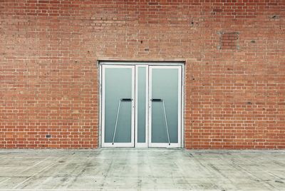 Closed door of building