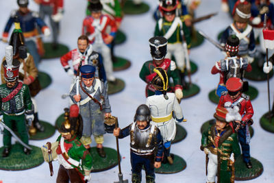 Close-up of army soldier figurines on table