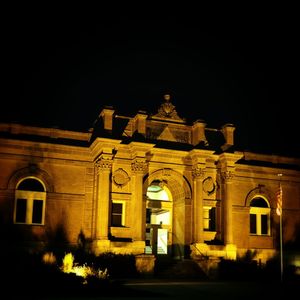 Illuminated building at night