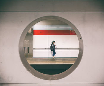 Man on glass window