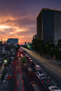 High angle view of traffic on city street