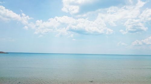 Scenic view of sea against cloudy sky