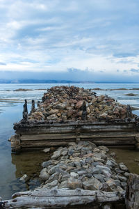 Scenic view of sea against cloudy sky