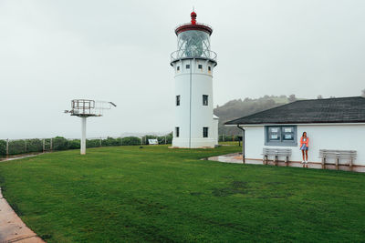 View of kilauea lighthouse on kilauea point in kauai, hawaii.