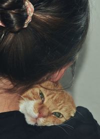 Portrait of woman with cat