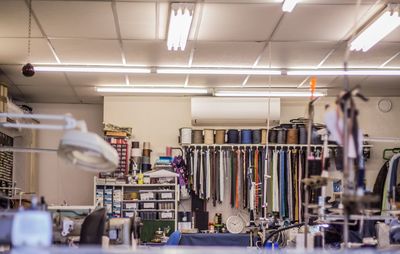 Clothes hanging in row