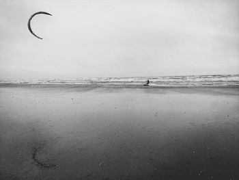 View of kite surfing in the ocean