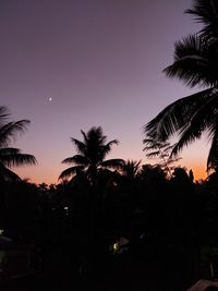 Low angle view of silhouette palm trees against sky at sunset