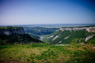 Scenic view of landscape against clear sky