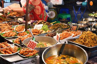 Food for sale at market stall