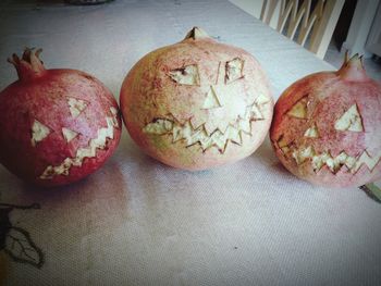 High angle view of pumpkin on table