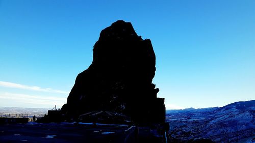 Low angle view of built structure against clear blue sky