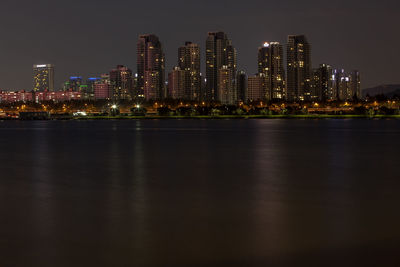 Scenic view of city skyline at night
