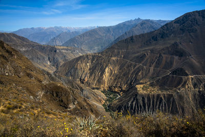 Scenic view of mountains against sky