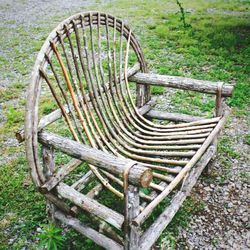 Wooden bench in forest