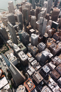High angle view of buildings in city